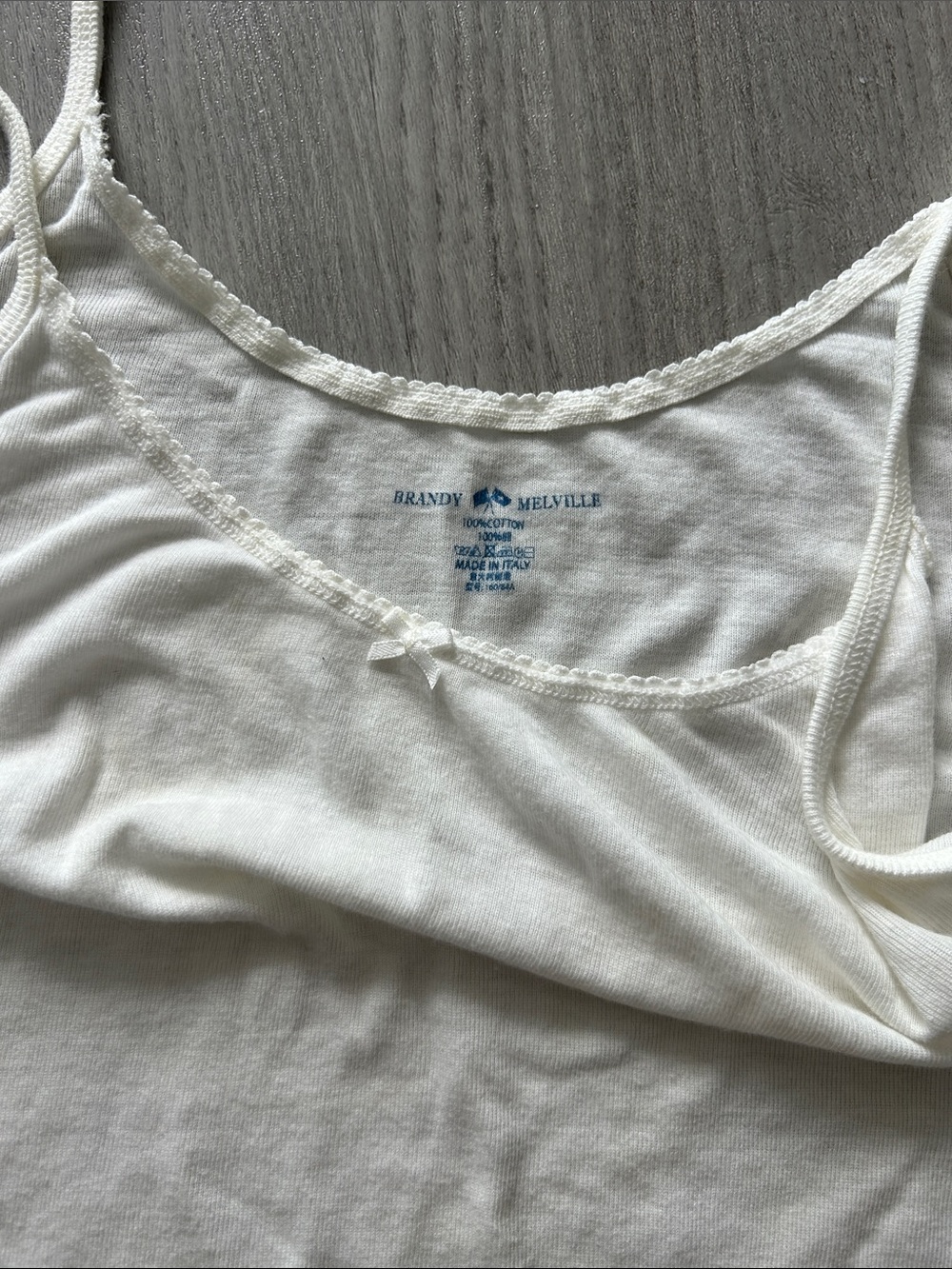 Brandy Melville White Lace-Trim Cotton Cami